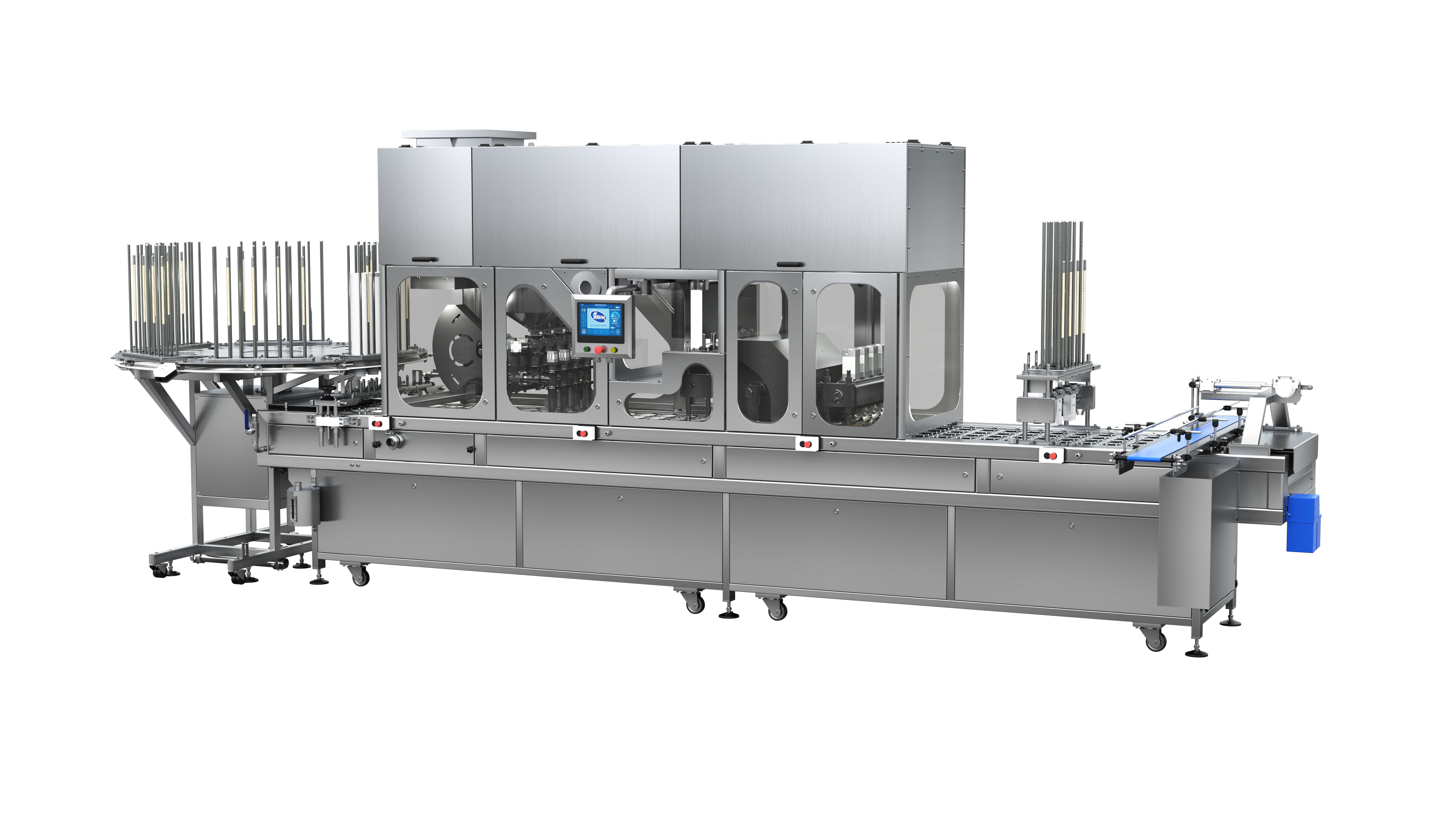 PASTPACK 4L four-row linear filling and sealing machine for plastic cups