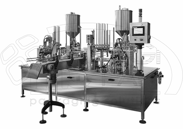 PASTPACK 2R2 with two rows twin-rotor filling machine for lamister trays